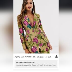 ISO ASOS Edition Floral Jacquard Suit Size US 14
